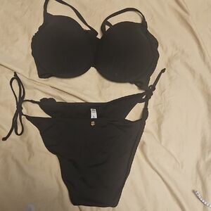 La Vie En Rose Black Bikini Set